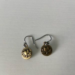 Antiqued gold lotus earrings
